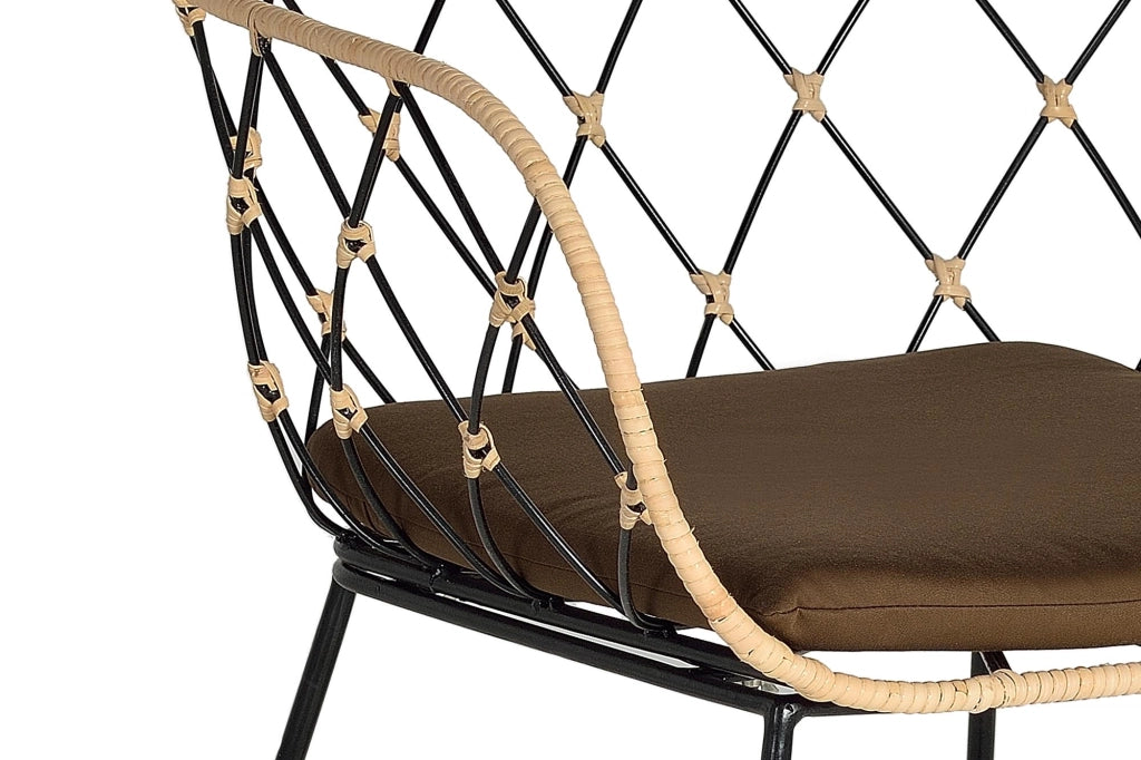 Set di 4 poltrone in rattan e metallo