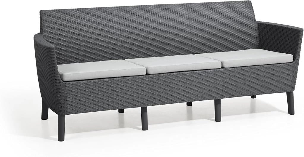 Set Divano da Giardino in Resina Salemo con Cuscini 3 Posti Graphite Keter