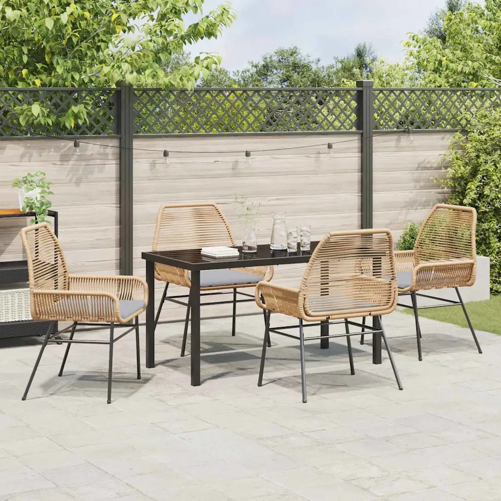 Set da Pranzo per Giardino con cuscino 5 pcs Marrone polyrattan 3380878