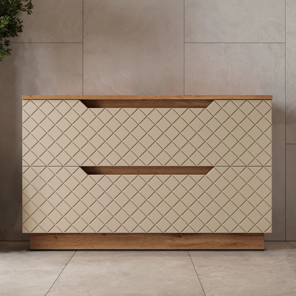 Vicco Mobile sottolavabo per bagno Rovere/cashmere con struttura in piastrelle 99.4 x 62.5 cm con 2 cassetti