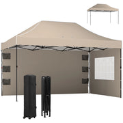 Gazebo Pieghevole con Pareti ¨C zephmum ¨C Marrone Sabbia 2.9x4.3 m