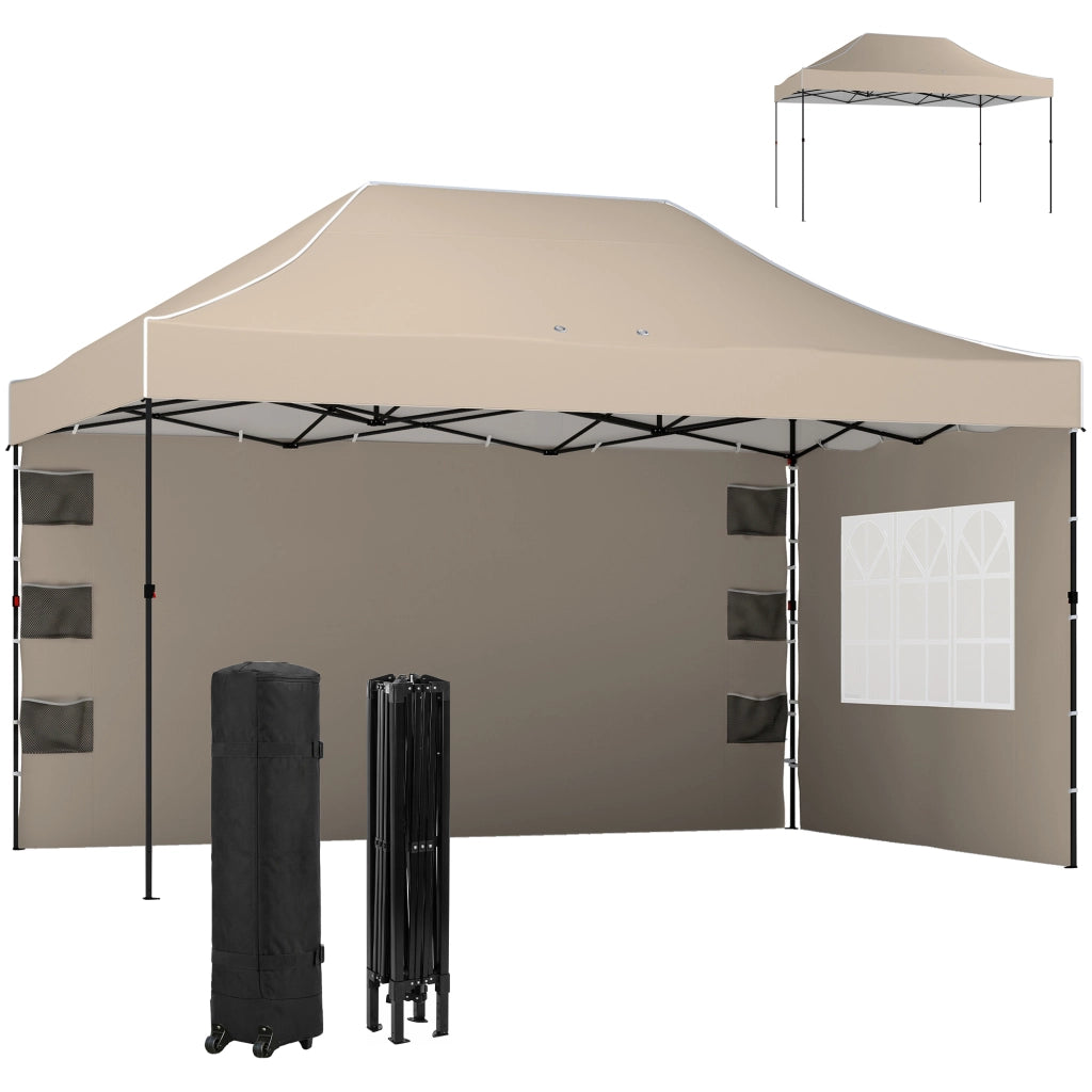Gazebo Pieghevole con Pareti ¨C zephmum ¨C Marrone Sabbia 2.9x4.3 m