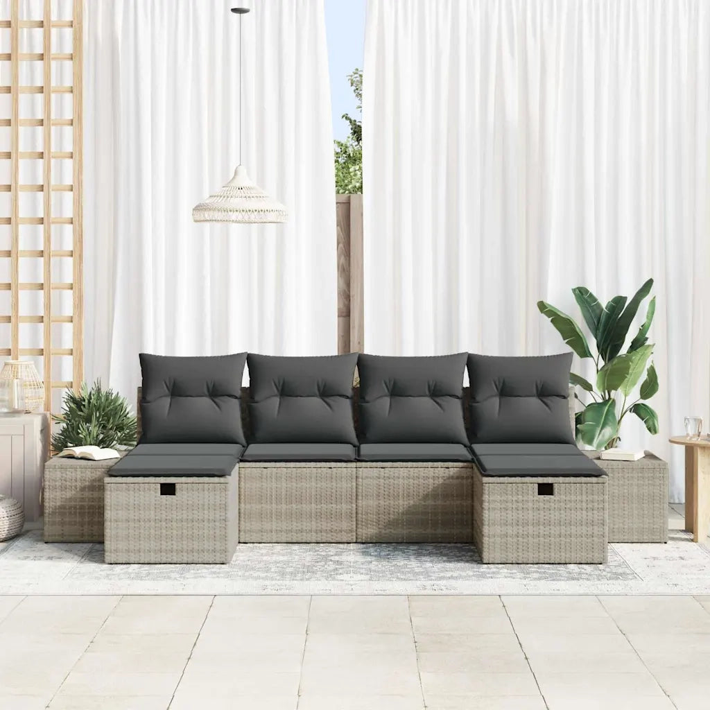 Set Divano da Giardino 6 pcs Grigio chiaro polyrattan 3359421
