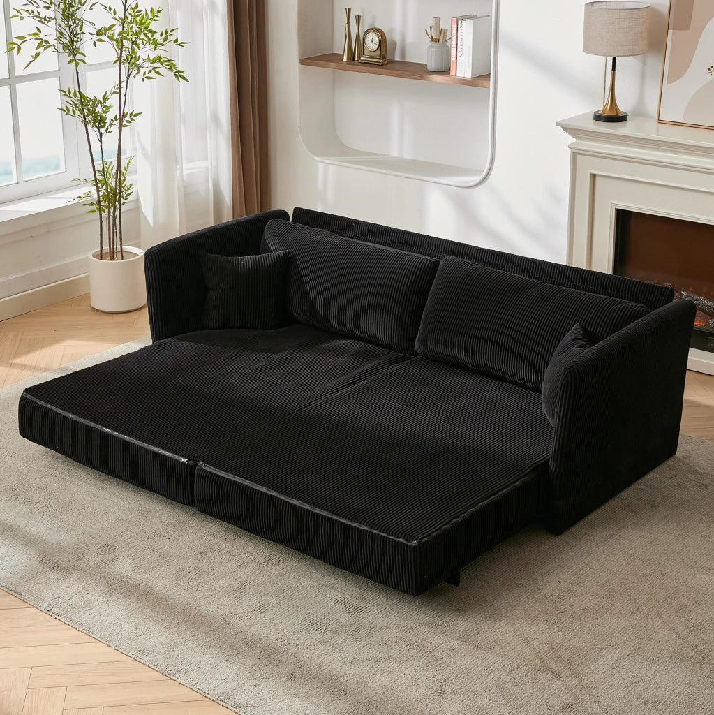 DIVANO LETTO Convertibile 182x88x84 cm Velluto a coste Nero