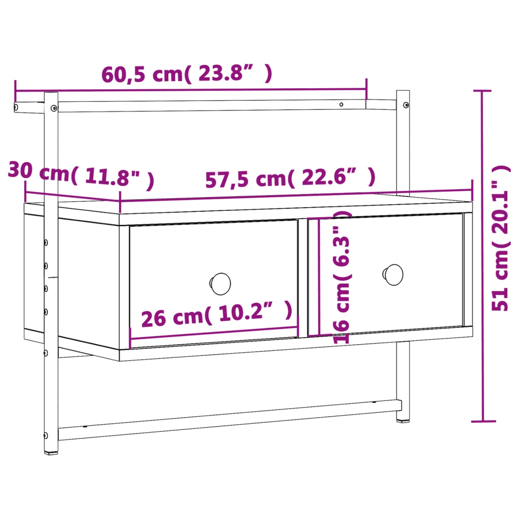 Mobile TV a Muro | Armadietto TV | Mobile Porta TV Grigio Sonoma 60,5x30x51 cm Legno Multistrato