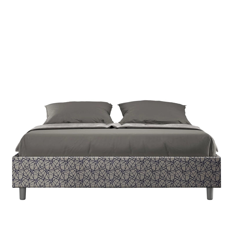 Letto Sommier imbottito Matrimoniale 160x190 cm tessuto Era Azelia - Con rete,Blu