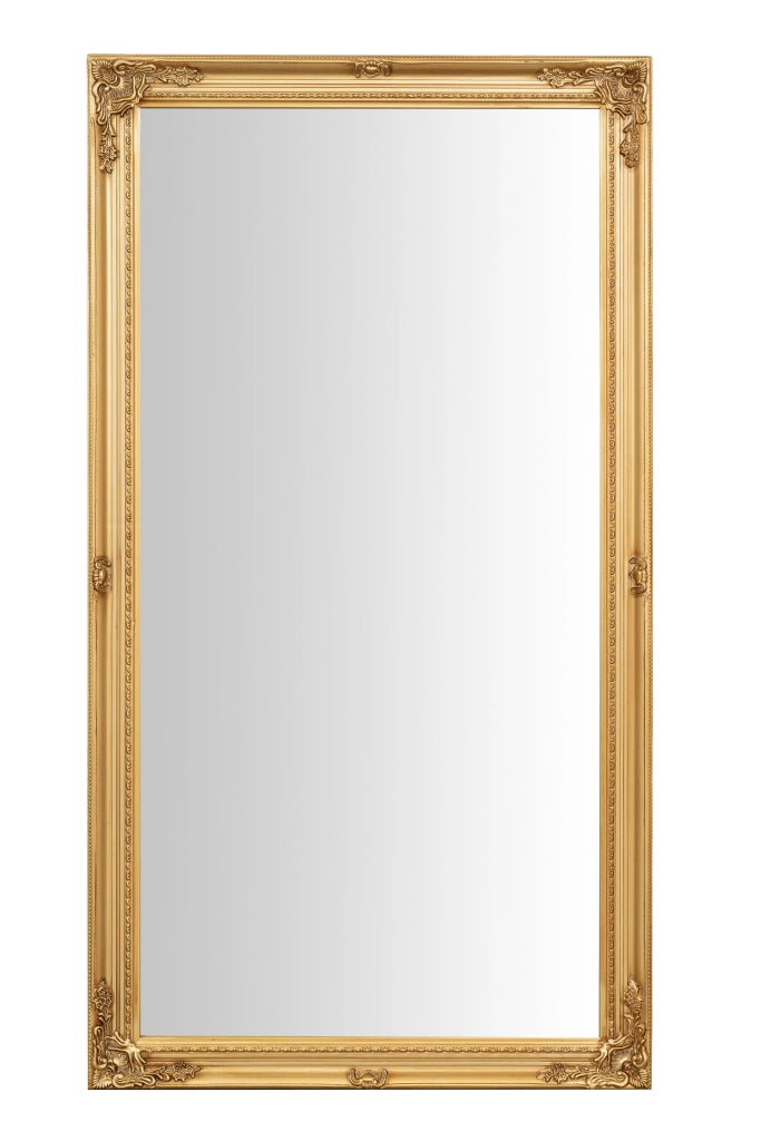 Biscottini Specchio Specchiera da parete e appendere verticale/orizzontale L72xPR4xH133 cm finitura foglia oro anticato.