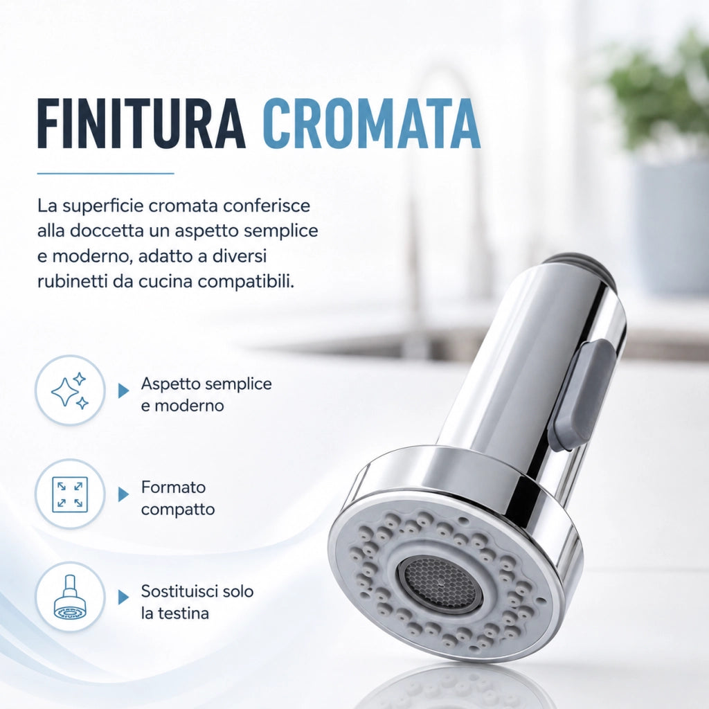Doccetta Ricambio Miscelatore Cucina 2 Getti 1/2" 100x50 mm Cromata 59220