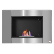 Caminetto bioetanolo murale incassabile 0.9L ¨C zephmum ¨C acciaio inox 80x14x54 cm