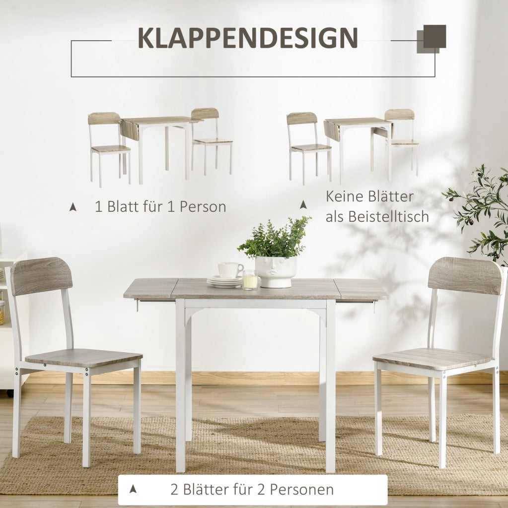 Set da pranzo pieghevole in MDF naturale con 2 sedie