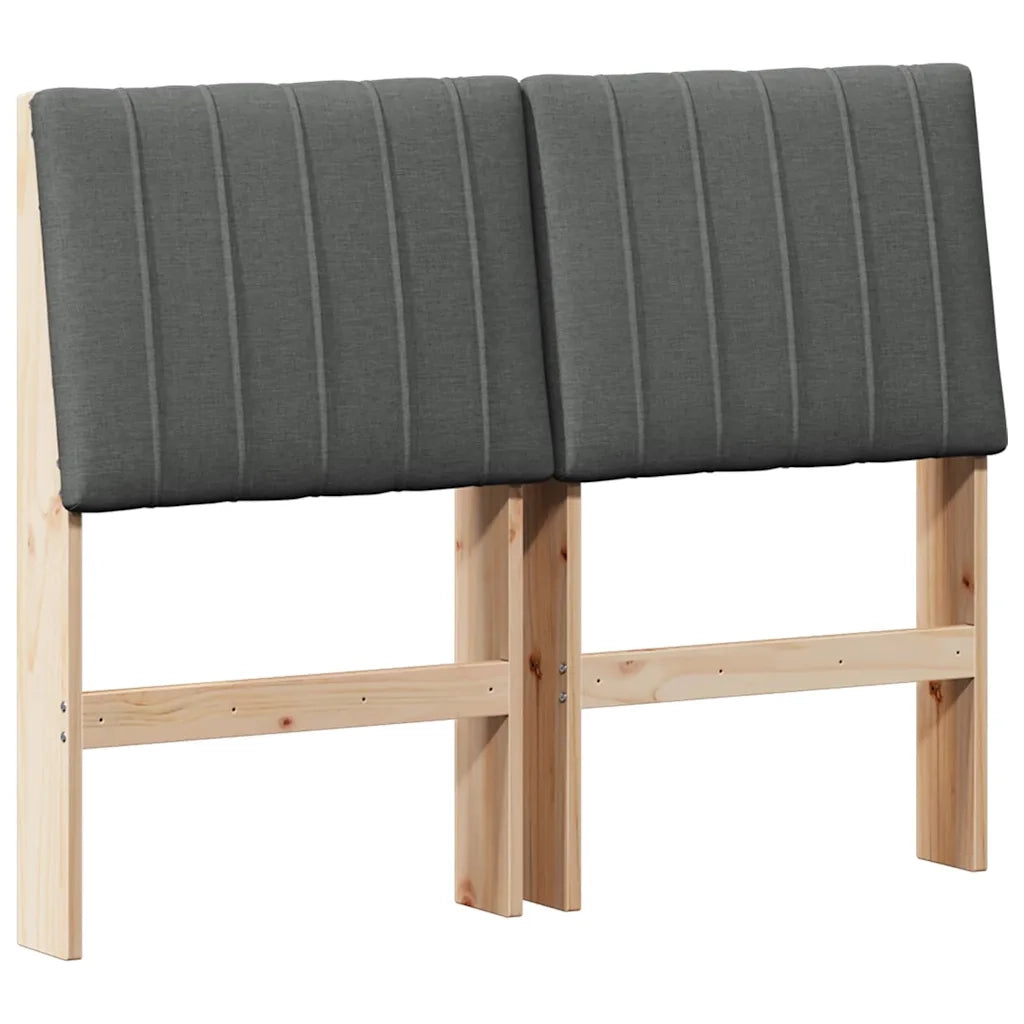 Testiera imbottita Grigio scuro 120 cm Pino massello 879405