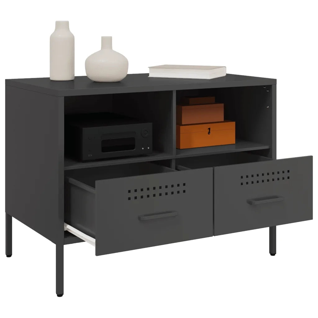 Mobile TV-Credenza per TV-Console TV Nero 68x39x50,5 cm in Acciaio 755322