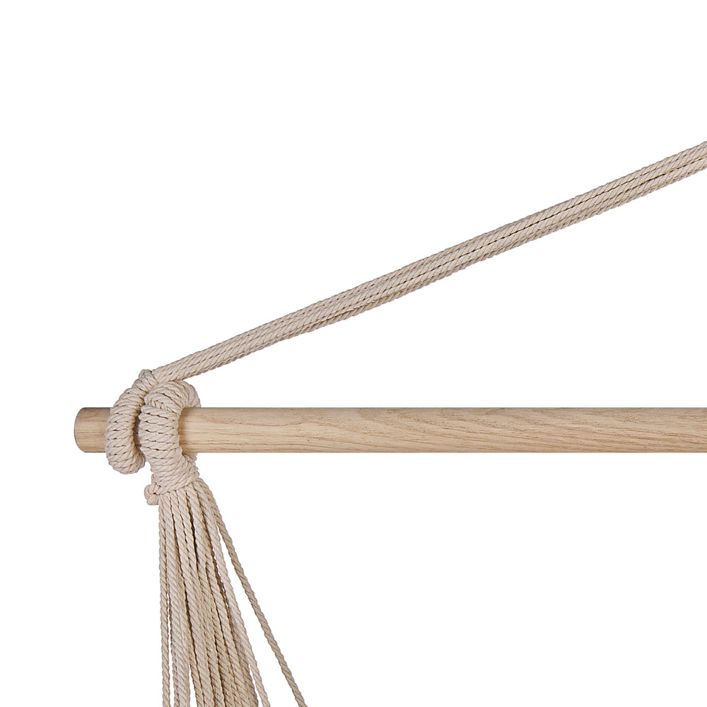 Sedia a dondolo sospesa in cotone beige e poliestere altalena per interni ed esterni in stile boho