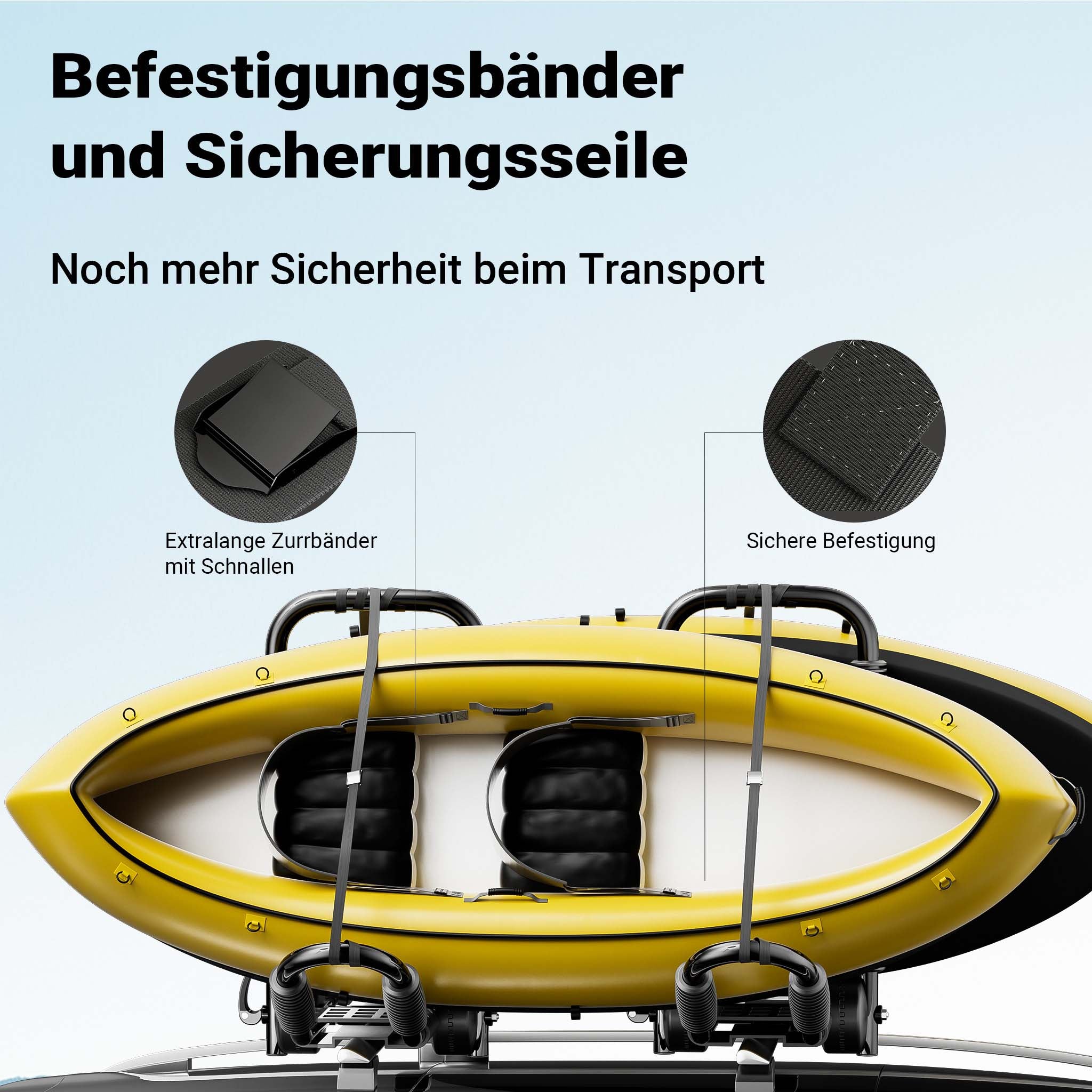 Porta kayak da auto a forma di J 2 pz. Ripiegabili In alluminio Porta canoa/kayak Cinghie incl.