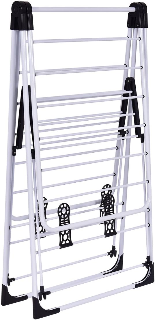 Stendibiancheria Pieghevole, Stendibiancheria da Pavimento in Acciaio Inossidabile, Robusta e Stabile, 137x56x124 cm