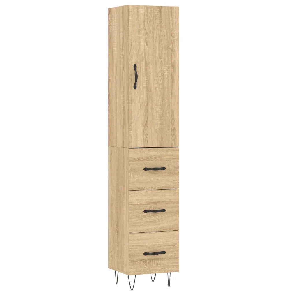 Credenza-Buffet-Armadio da cucina Rovere Sonoma 34,5x34x180 cm in Legno Multistrato 754778