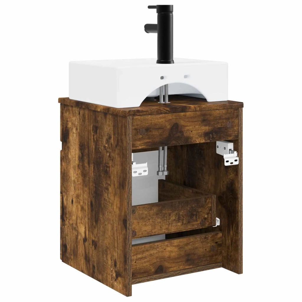 Mobile Lavabo da Parete Rovere Fumo 39 x 41 x 62,5 cm 890577