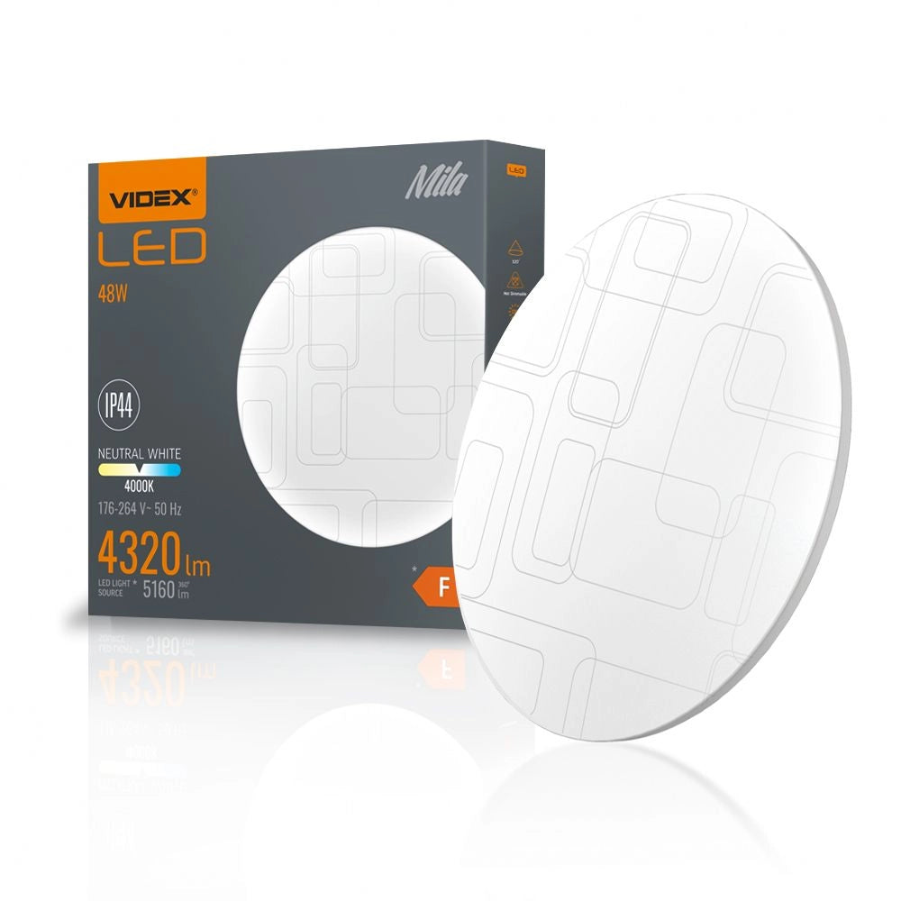 Plafoniera LED tonda bianca IP44 48W 5160lm 4000K Videx