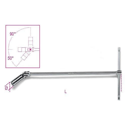BETA Chiave a t con Bussola Snodata tipo Normale, per Candele Dâ€accensione Acciaio Cromato - ISO 11168 - 959mm 20,8