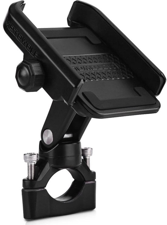Supporto per Telefono Rotativo 360° Adattabile - Supporto per Telefono per Moto - Supporto per Telefono per Bicicletta - Lega di Alluminio/Acciaio Inossidabile - Compatibile con Telefoni da 4-6 Pollici - Nero - Supporto per Telefono per Moto