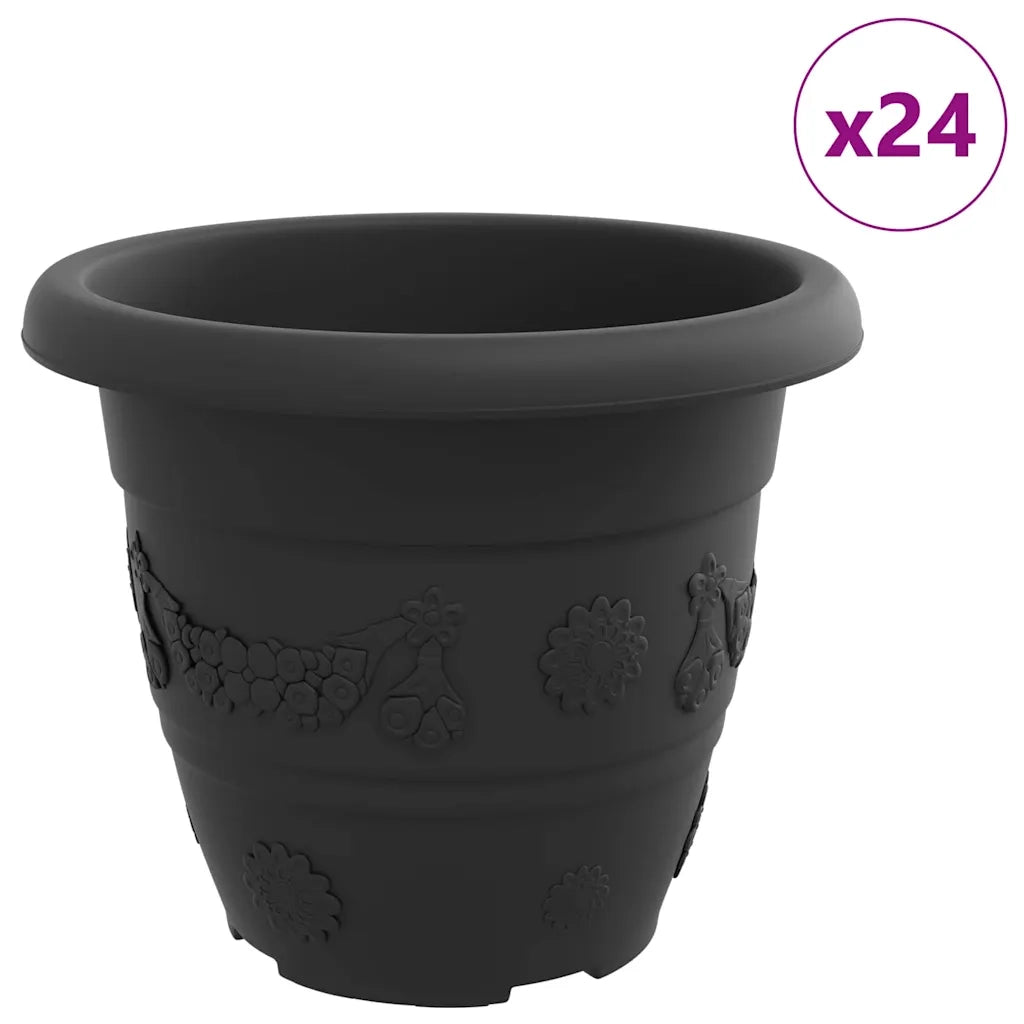 Vaso Rotondo per Fiori 24 pcs Nero Ø 26 x 21.5 cm Plastica