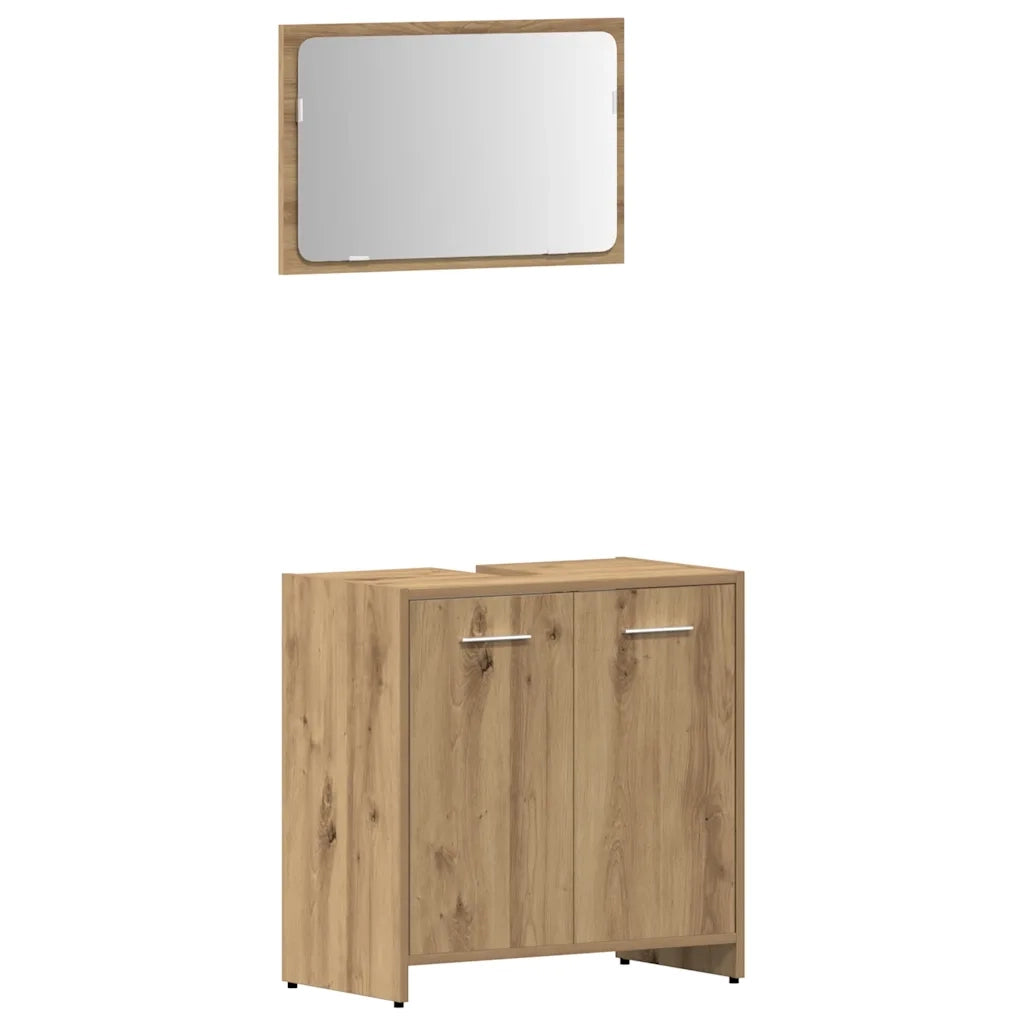 Set Mobili da Bagno 4 pz Rovere Artigianale Legno Multistrato 3328554