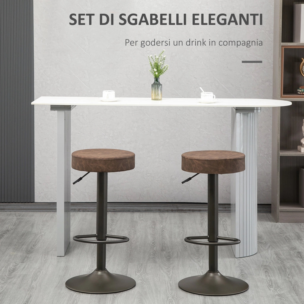 Sgabelli da Bar Girevoli Set 2 Pezzi con Poggiapiedi ¨C Zephmum ¨C Marrone 35x36x64-85cm