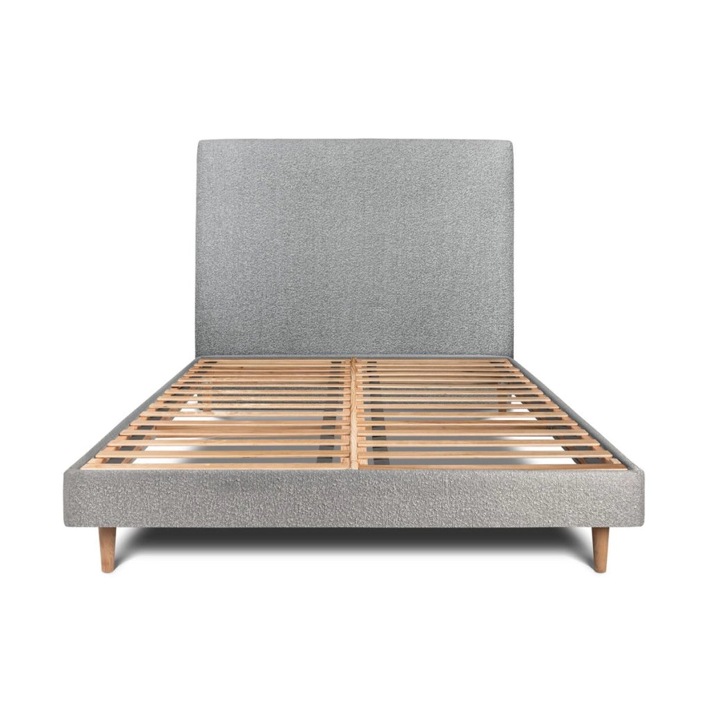 Letto 180x200 cm con testata imbottita - tessuto bouclé