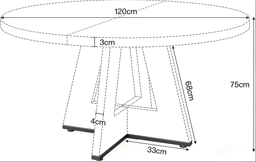 Tavolo da pranzo rotondo da 120 cm in legno ingegnerizzato; naturale