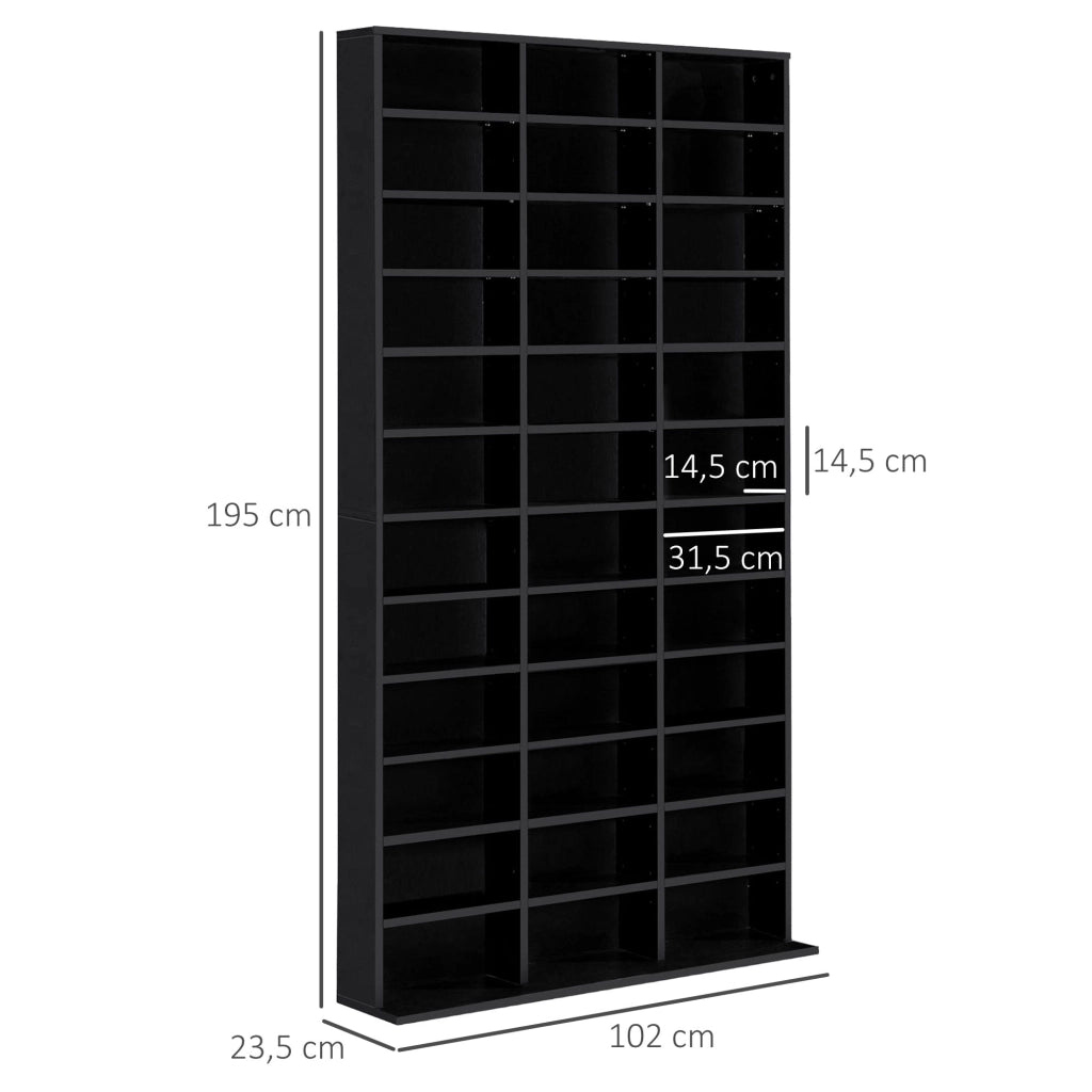 Libreria per CD e DVD, scaffale con 36 scomparti regolabili ¨C Minimal ¨C 102x23.5x195 cm, nero