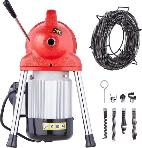 Cacciabatterie elettrica - Piastra per raschiare - 250W - Con 7 lame intercambiabili - 20 m x 16 mm Cavo - Ingresso manuale - Per wc - Pietre di scarico - Utilizzo domestico e commerciale