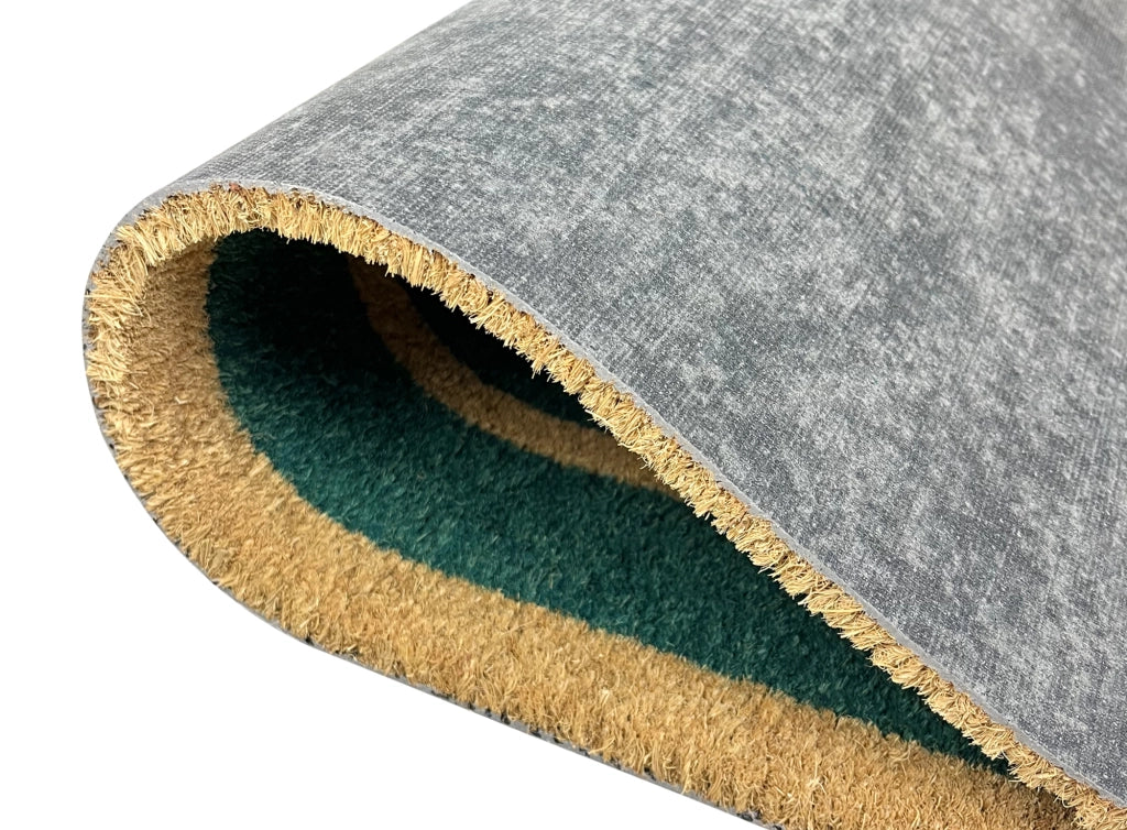  Zerbino Ingresso  In Cocco Naturale Misura XXL Grande Rettangolare 100 x 50 Cm Tappeto Asciugapassi Tappetino Antiscivolo Interno Esterno Porta Entrata Raschiafango - Verde