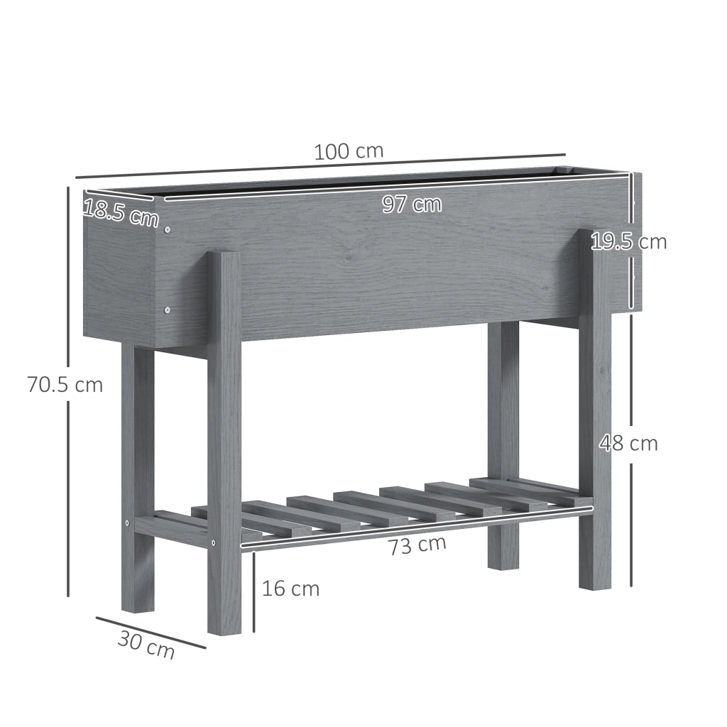 Fioriera Rialzata in Legno ¨C zephmum ¨C 100x30x70.5 cm Grigio
