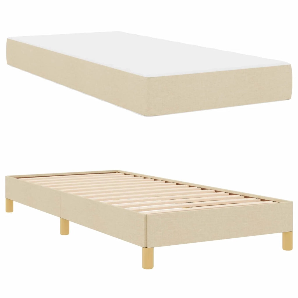 Letto a molle con materasso Crema 90 x 190 cm Tessuto