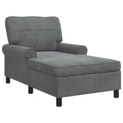 Chaise Lounge | Sedia a Sdraio con cuscino Grigio scuro 91 x 157 x 91 cm Velluto CFW6791386