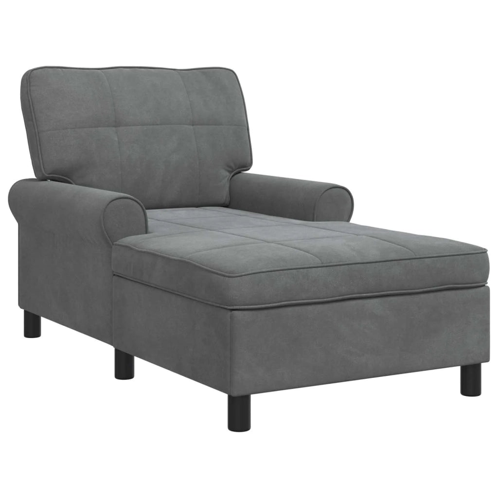 Chaise Lounge | Sedia a Sdraio con cuscino Grigio scuro 91 x 157 x 91 cm Velluto CFW6791386