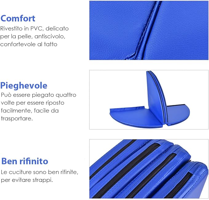 Tappetino per Pole Dance Pieghevole Tappeto per Palo da Danza Antiscivolo, Diametro 150 x 5 cm(Blu)