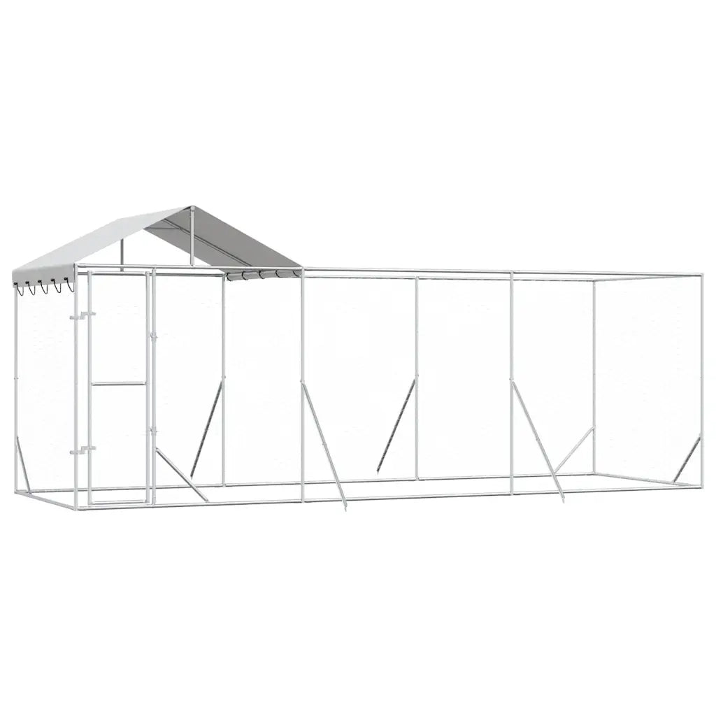 Cuccia Cani da Esterno Tetto Argento 6x2x2,5 m Acciaio Zincatocod mxl 117858
