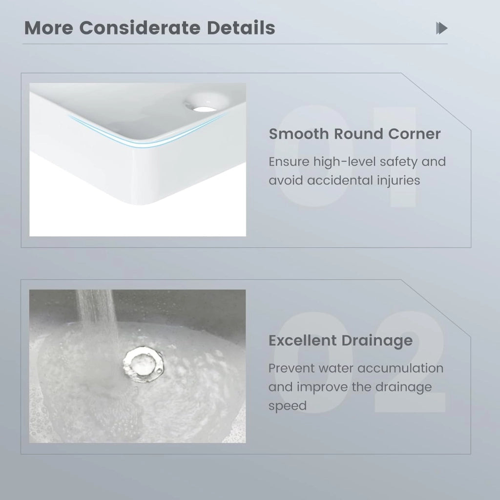 Lavabo da Appoggio Angolare, Lavandino Bagno in Ceramica, Mobile Lavabo Bagno con Scarico Pop-up, per Bagno e WC Degli Ospiti, 60x35x11cm