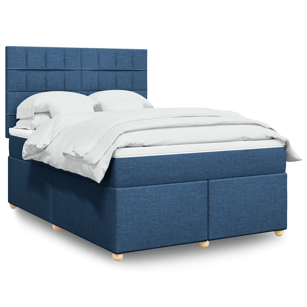 vidaXL Giroletto a Molle con Materasso Blu 140x190 cm in Tessuto