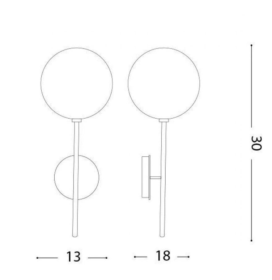 EQUINOXE APPLIQUE A PARETE OTTONE ANTICO E AMBRA IN VETRO 1 LUCE ATTACCO G4 LAMPADINA INCLUSA