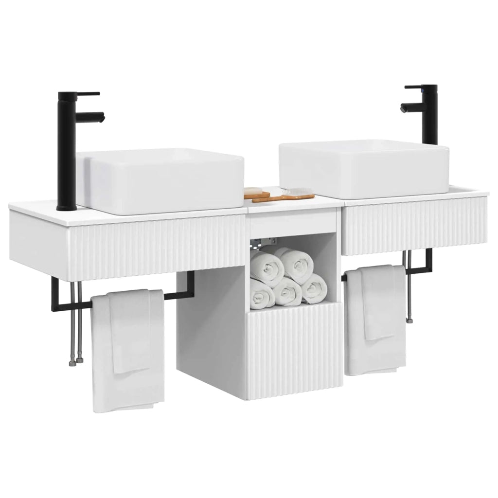 Set di mobili per il bagno 3 pz Bianco Legno ingegnerizzato 3405597