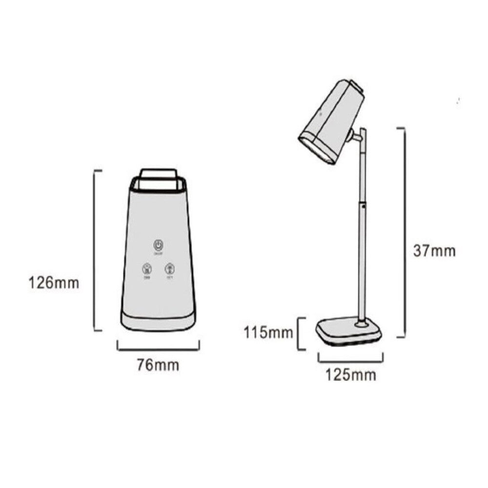 Trade Shop - Lampada 2 In 1 Ricaricabile Scrivania Applique A Led 6w Touch Dimmerabile Cct Bl-1008 - Nero