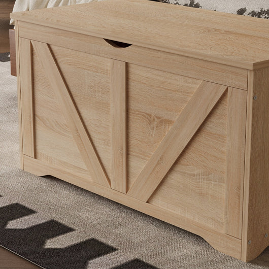 GRANDE CASSA DI LEGNO PER CONTENITORE MARRONE CHIARO BAULETTO PANCA 100 CM