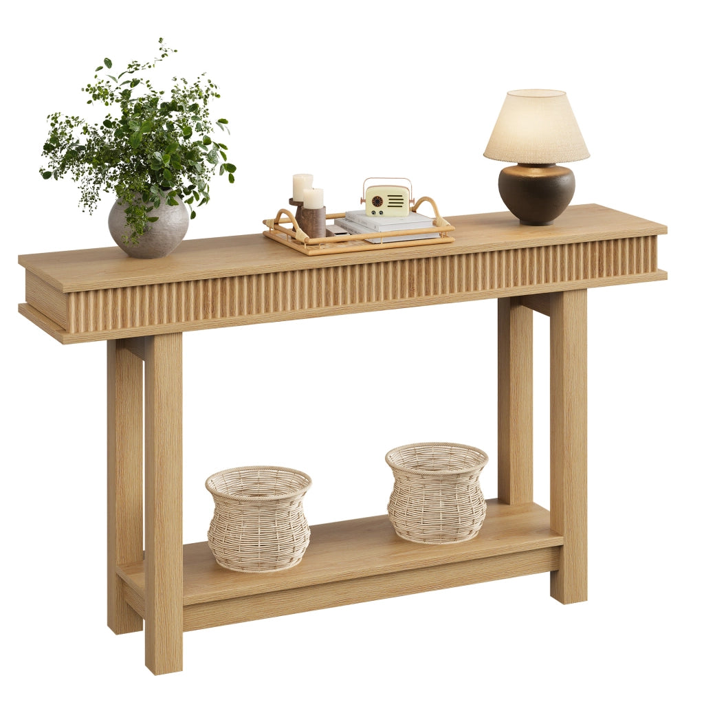 Tavolo Consolle Farmhouse 140cm MDF Effetto Legno Naturale, 140x30x82cm