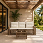 Set Divano da Giardino 4 pz Beige e Bianco Crema polyrattan 3435045