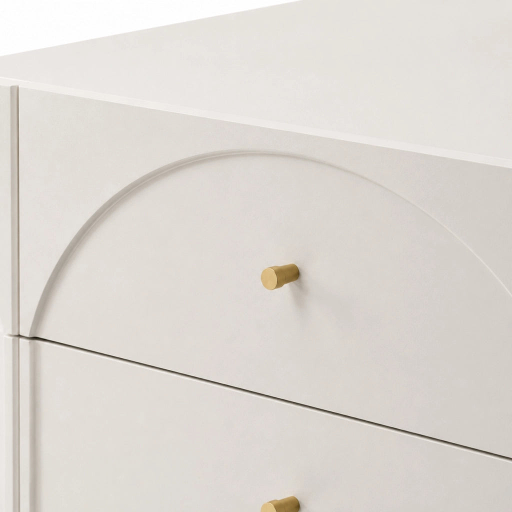 Cassettiera Capiente Con 6 Cassetti Mobile Design Moderno Minimal Per Camera Da Letto Ingresso Cameretta E Stanza Ospiti Dotata Di Piedini E Dettagli Oro 120 X 40 X 85 Cm Bianco