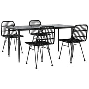 Set da pranzo da giardino in resina nera intrecciata da 5 pezzi 02_0014784