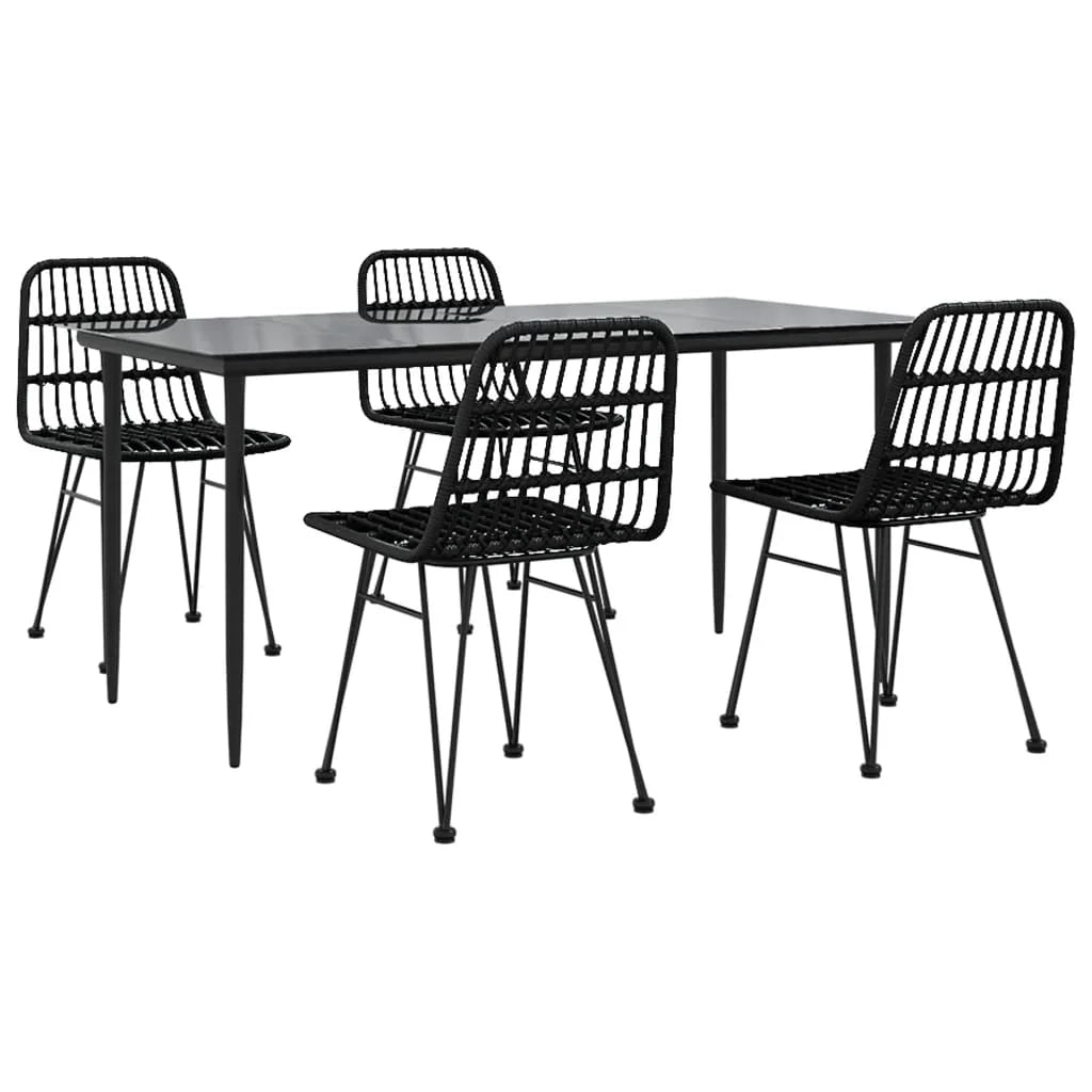Set da pranzo da giardino in resina nera intrecciata da 5 pezzi 02_0014784