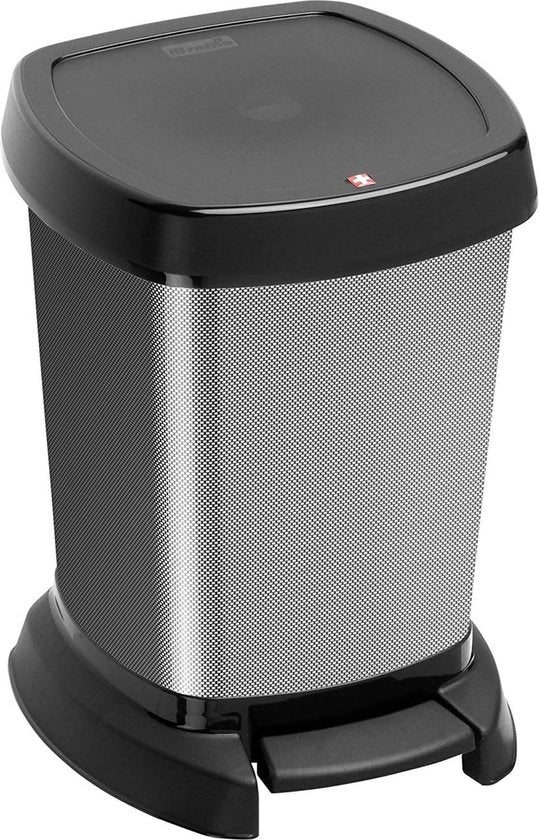 Contenitore di rifiuti per la doccia da 6 litri con coperchio, plastica (PP) BPA libero, carbon metallic, 6 litri (23,4 x 21,9 x 29,2 cm)